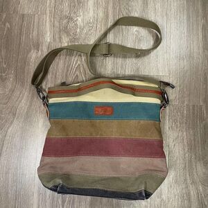 Snug Star Striped Canvas Crossbody Purse Multi Color Bag Hobo